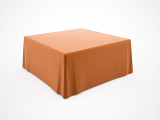 Orange tablecloth on table isolated