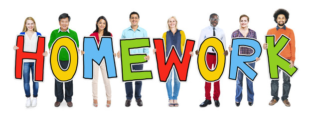 Group of Diverse People Holding Homework