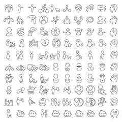 One hundred icons set for applications and infographics