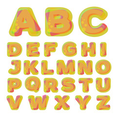 Colorful Alphabet stylized  jelly or lemonade with bubbles