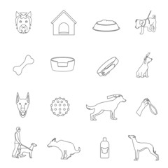 Dog icons outline