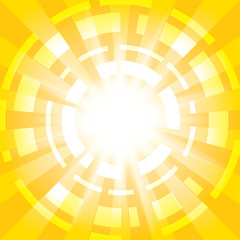 yellow abstract background with radial abstractions - vector