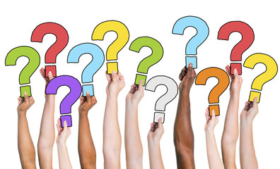 People Hands Holding Question Marks - Powered by Adobe