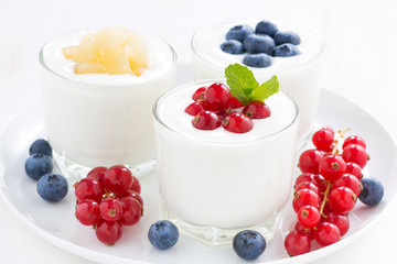 dietary product - assortment yogurt with fresh berries