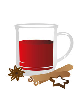 Gl&uuml;hwein mit Zimtstangen und Sternanis