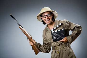 Fototapeta premium Funny safari hunter against background