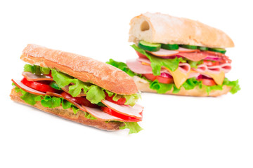 Sandwiches with ham and tomato