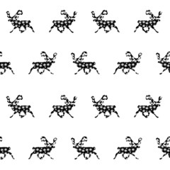 Deers and flakes ornated   Seamless Pattern