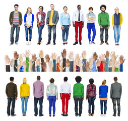 Diverse People Standing with Human Hands