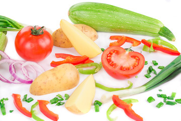 Various sliced vegetables.