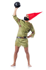 Savage man isolated on white