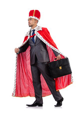King businessman isolated on the white