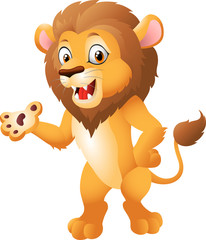 Naklejka premium Cute cartoon lion presenting