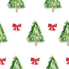 Pattern with christmas tree. Merry Christmas card.