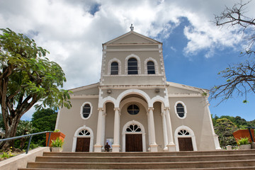 Fototapeta na wymiar Immaculate Conception Cathedral at Mahe Island