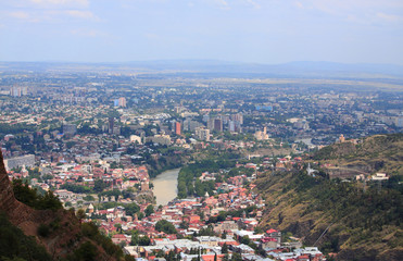 Fototapeta na wymiar aerial view of Tbilisi, Georgia