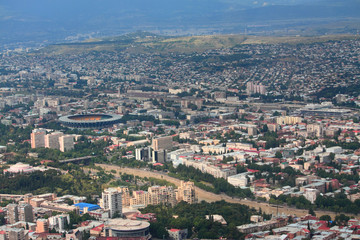 Fototapeta na wymiar aerial view of Tbilisi, Georgia