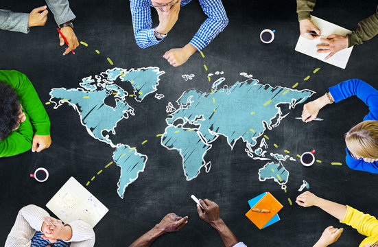 Group of People Blackboard Global Communications Concept