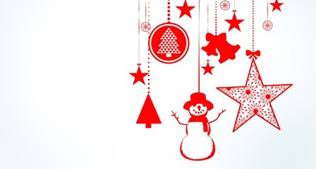 Fototapeta na wymiar Hanging christmas decorations with copy space