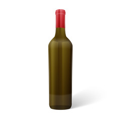 Glass red wine bottle. Vector illustration.
