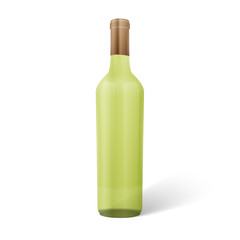 Glass white wine bottle. Vector illustration.