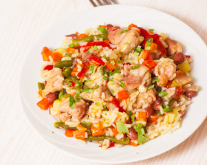 chicken with rice and vegetables