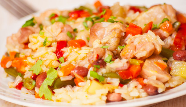 chicken with rice and vegetables
