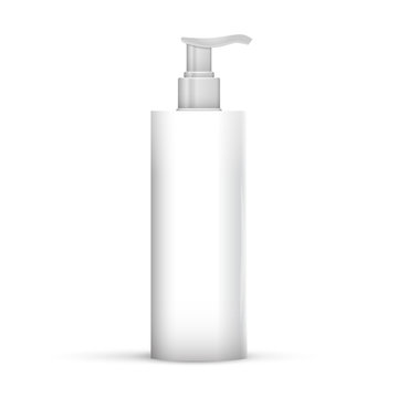 Plastic Clean White Bottle With Dispenser Pump