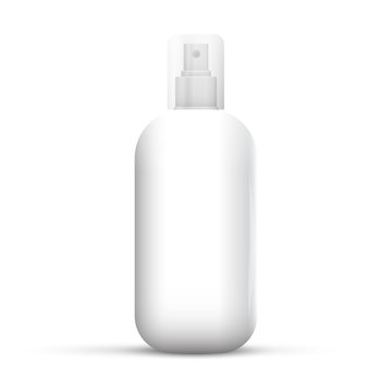 White metal bottle with sprayer cap for cosmetic, perfume