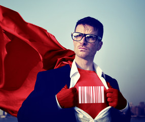 Strong Superhero Businessman Barcode Concepts