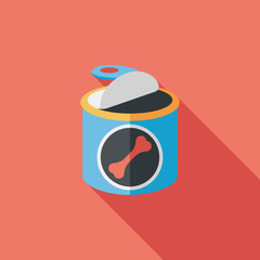 Pet dog food can flat icon with long shadow,eps10