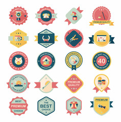 Pet badge flat banner design background set, eps10