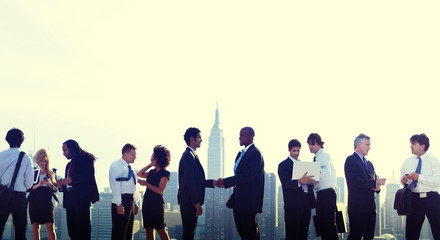 Business People New York Handshake Concept
