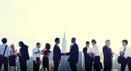 Fototapeta premium Business People New York Handshake Concept