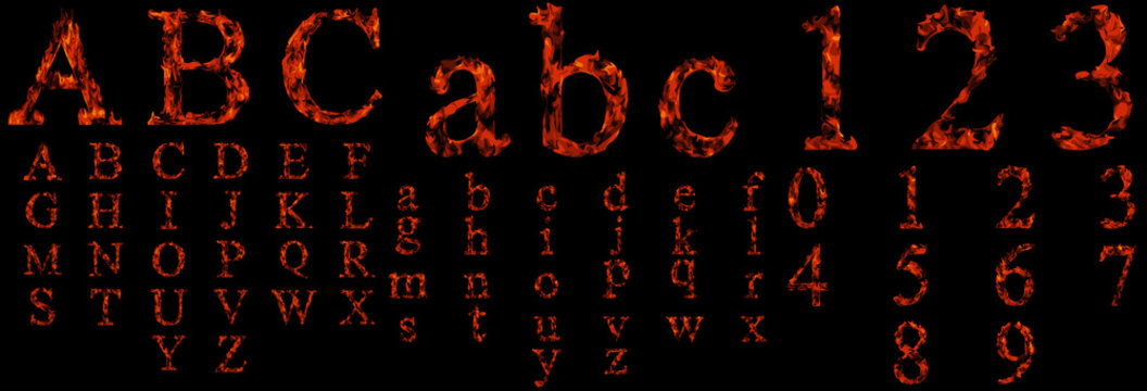 Conceptual hot red fire flame font