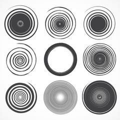 Vector set of grunge circle brush strokes.
