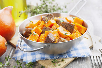 Baked pumpkin with meat