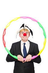 Businessman clown in funny concept isolated on white