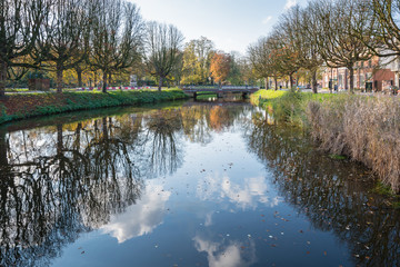 Fototapeta premium Dutch city canal in autumn