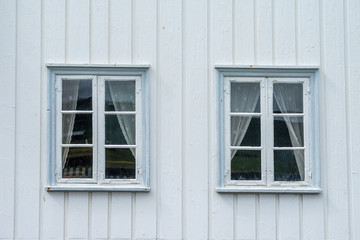 Detail view of windows on typical icelandic house.