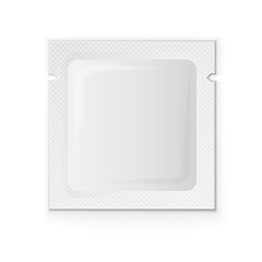 Blank white plastic sachet for coffee, sugar, salt,