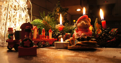 Beautiful Christmas wreath with candles