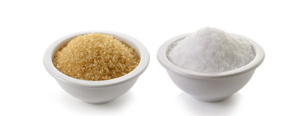 sugar and salt on white background