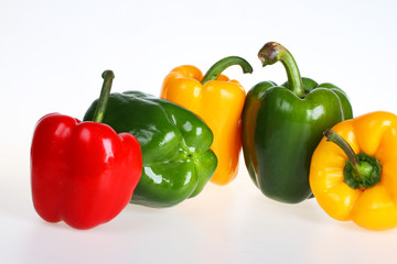 Green,red and yellow bell pepper