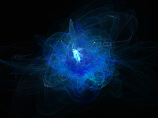 bright blue explosion on black background