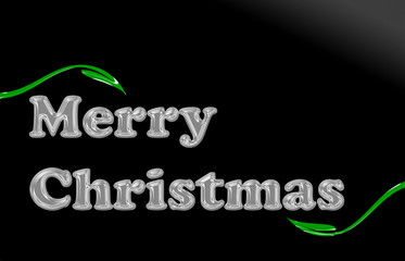 Fototapeta premium Merry Christmas glassy translucent with green leaves