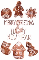 Gingerbread cookies and christmas decoration
