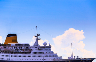 Fototapeta premium The cruise ship sailing on the sea.
