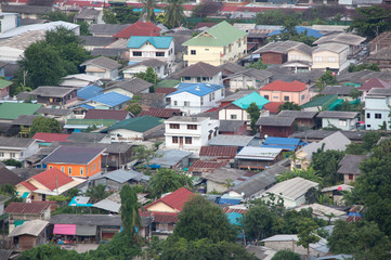Fototapeta premium Slums of Bangkok, Thailand Aerial view