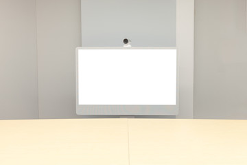 Video Conference room with white screen